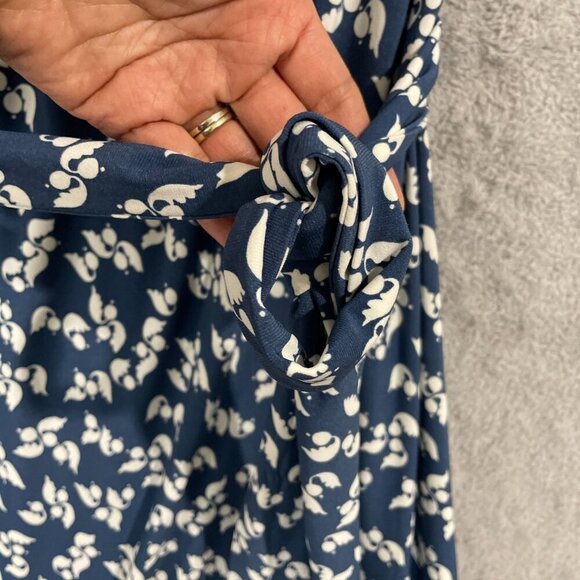 NEW Lauren Ralph Lauren Womens 12 One-Shoulder Midi Dress Blue & White Printed - Picture 8 of 11